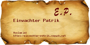 Einvachter Patrik névjegykártya